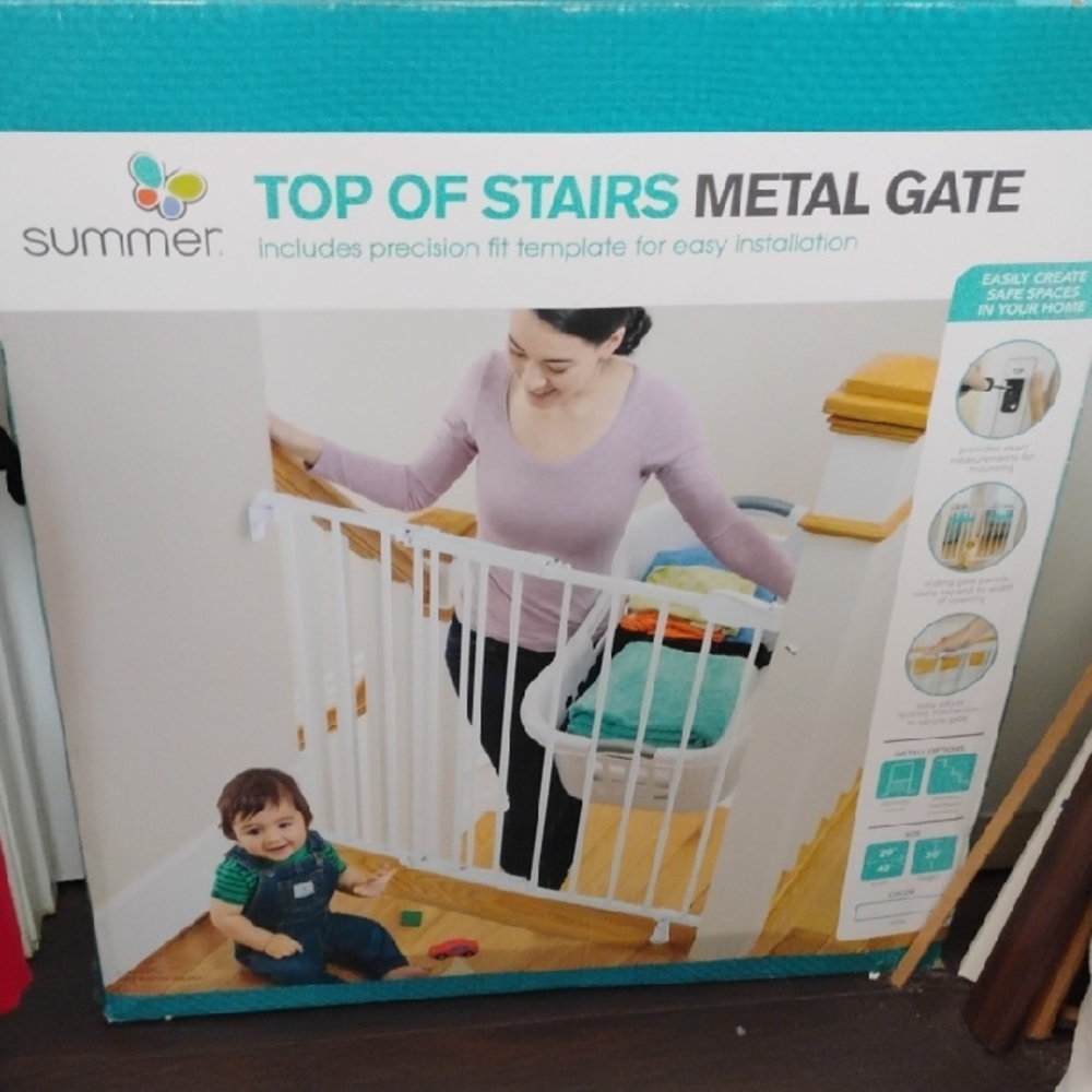 White Metal Safety Gate with Secure Mounting